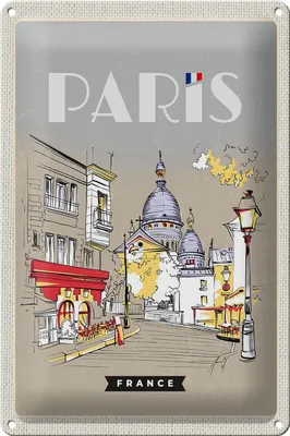 Produktbild von Blechschild Reise 20x30cm Paris Frankreich Gemälde Stadt