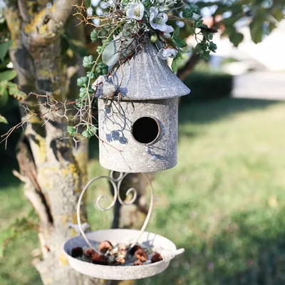 Produktbild von Deko Vogelhaus Metall Antik Hängedeko Garten Balkon 15cm