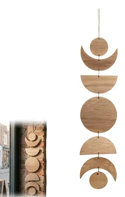 Holz-Wanddeko Sonne Mond, handgefertigt, 1 Stück, natur