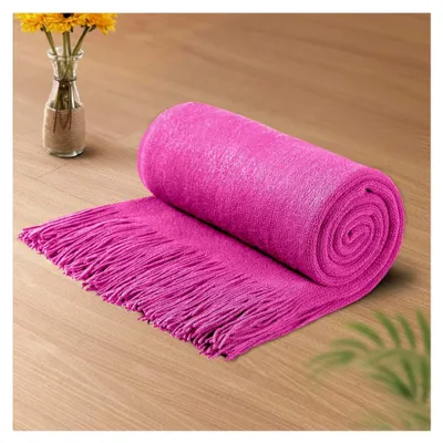Produktbild von Strickdecke mit Quasten, 152,4 x 203,2 cm, weiche Überwurfdecke in Hot Pink