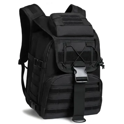 Productafbeelding van 40L Militaire rugzak, geschikt voor sport, reizen en handbagage. Waterdichte rugzak voor dames en heren, met laptopvak, hoge capaciteit. Zwarte rugzak, geschikt voor dagelijks gebruik en outdoor activiteiten