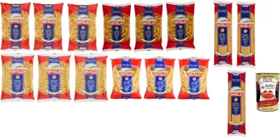 Produktbild von Divella Pasta Testpaket Rigatoni - Fusilli- Linguine - Paternosti Lisci- Ziti Tagliati, Italienische Nudeln aus Hartweizengrieß, 15x 500 g + Italian Gourmet polpa 400g