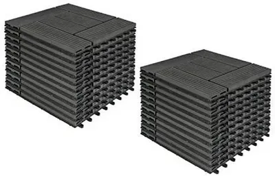 Produktbild von 22-teiliges Set WPC-Terrassenfliesen | Anthrazit | 30x30x1,8 cm