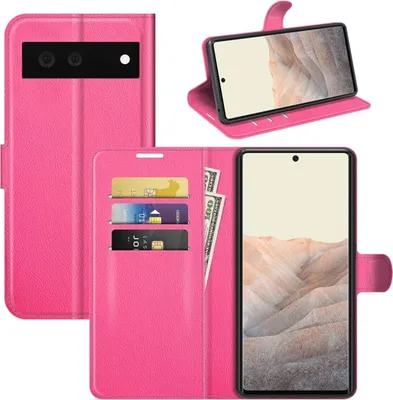Produktbild von König Design Hülle kompatibel mit Google Pixel 6 Kunstleder Handyhülle - Handy Case Pink