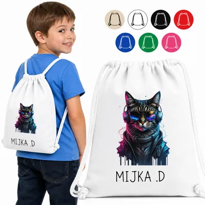 Obrázok produktu pre Taška Na Šport – Mačka S Okuliaremi A Slúchadlami