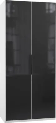 Productafbeelding van Kledingkast met draaideuren, 100x58x236 cm, wit, met grijze glazen deuren (18890)