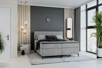 Produktbild von VELAR Boxspringbett mit bettkasten "BOUCLE 1", 180 cm, Grau