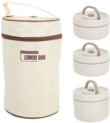 Produktbild von Isolierte Rundbehälter aus Edelstahl 304, verschließbare, tragbare, thermische Lebensmittelbehälter mit thermischer Tasche für Arbeit, Schule und Außenessen.