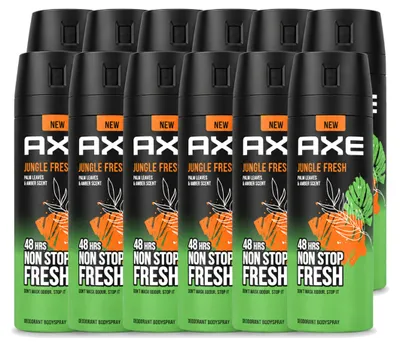 Obrázok produktu pre 12 kusov deodorantu Axe Bodyspray Jungle Fresh - 150 ml - výhodný balík