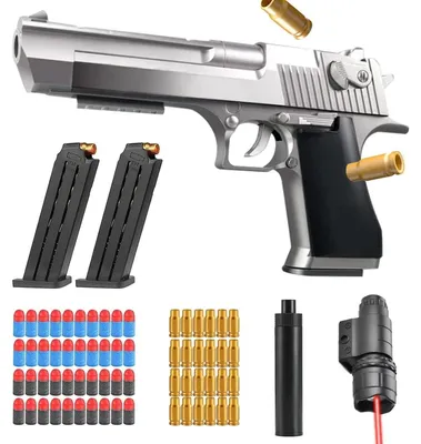 Produktbild von Spielzeug Pistole Schaumstoff-Blaster Soft Foam Bullet Toy Gun Silbrig mit Zubehörset