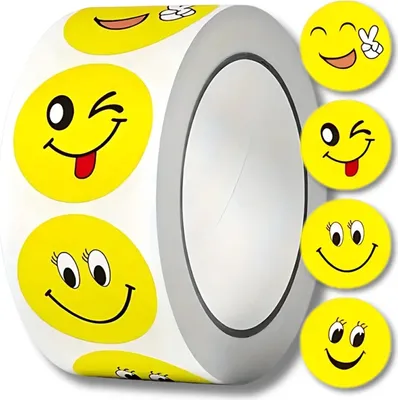 Image de Camerazar Stickers on a roll 500 pcs smile DIY for kids emoticons