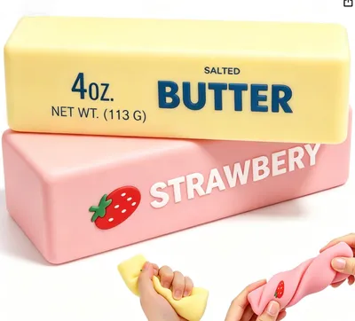 Produktbild von 2 Stück Butter Squishy,Quetschspielzeug,Spielzeug Langsam Aufsteigendes Zappel Spielzeug für Büro Schule 14 × 4 × 4 cm