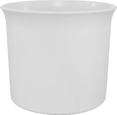 A white cylindrical pot with a slightly flared rim, presented against a white background.