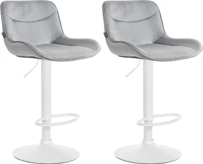 Produktbild von 2er Set Barhocker HLO-CP303 Samt weiß  grau