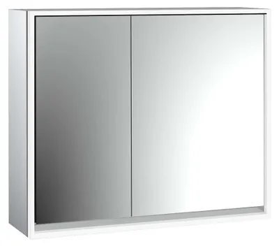 Image de emco loft Armoire de toilette avec éclairage, 800mm, 2 portes, modèle apparent, aluminium/miroir, 979805108