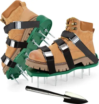 Imagen del producto de Zapato de ventilación con clavos de 45 mm, 6 correas ajustables, cierres metálicos, ideal para el cuidado del césped
