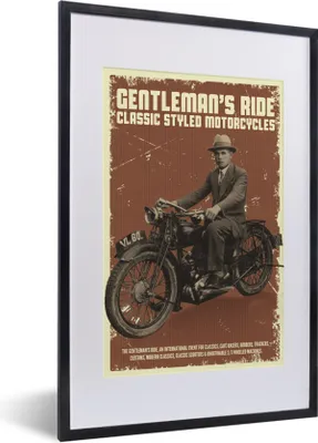 Produktbild von MuchoWow® MuchoWow® Gerahmtes Poster Mancave - Motor - Vintage - Rauchen 40x60 cm - Poster mit zchwarzem Bilderrahmen - Poster in Rahmen