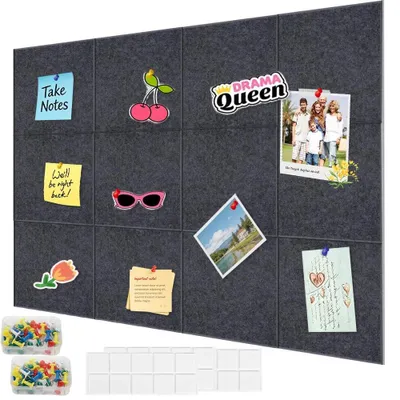 Image de Omgoods - Tableau d'affichage en liège grand format, 120x90 cm - Tableau décoratif avec punaises et adhésifs