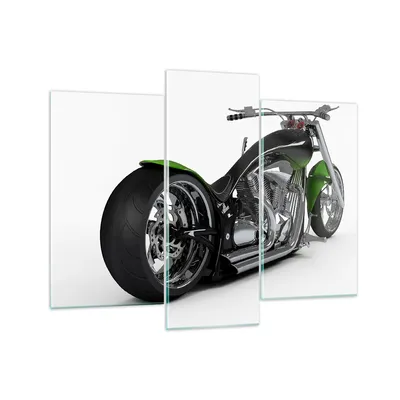 Produktbild von Bilder auf glas - Motorrad Chrom Schlauch Reise - 130x100cm - Glasbilder - Wandbilder - Kunstdruck - zum Aufhängen bereit - Wanddekoration aus Glas - Glas Bilder - Wandbild auf Glas - GCB130x100-1548