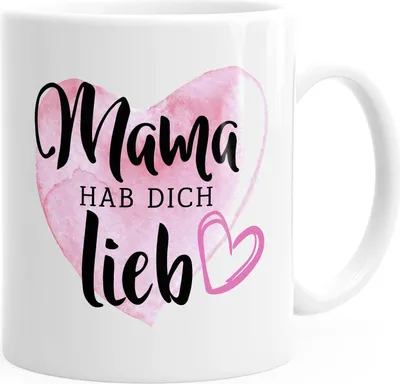 Produktbild von Kaffee-Tasse Mama hab dich lieb Herz Muttertag Geschenk MoonWorks® weiß unisize