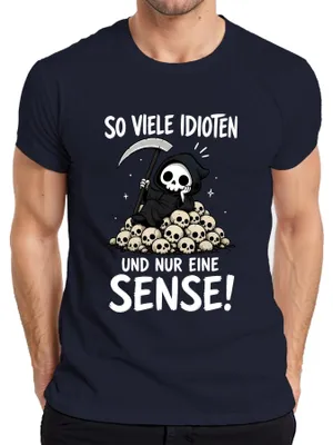 Produktbild von So viele Idioten und nur eine Sense Statement Sarkasmus Ironie Herren T-Shirt, Navy, XL