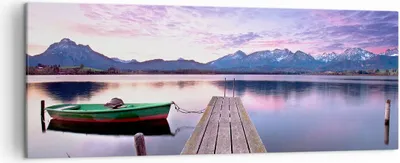 Produktbild von Bild auf Leinwand - Leinwandbild - See Berge Wasser - 140x50cm - Wand Bild - Wanddeko - Wandbilder - Leinwanddruck - Bilder - Kunstdruck - Wanddekoration - Leinwand bilder - Wandkunst - AB140x50-3671