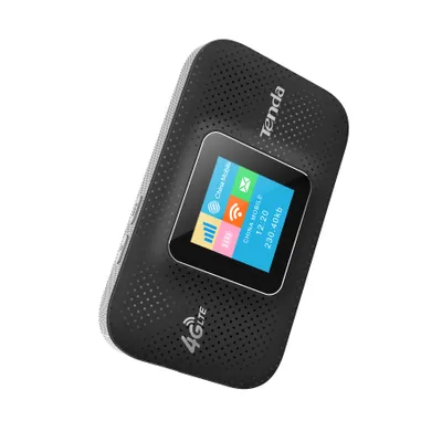Produktbild von Tenda 4G185, Wi-Fi 4 (802.11n), Einzelband (2,4GHz), 3G, 4G, Schwarz, Tragbarer Router