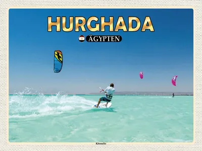 Immagine prodotto di vianmo Insegna in legno 30x40 cm Hurghada Ägypten Kitesurfer Urlaub
