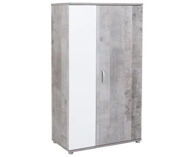 Produktbild von Mehrzweckschrank Garderobenschrank 1 Tür 4 Fächer Weiß Platinum Schrank Regal