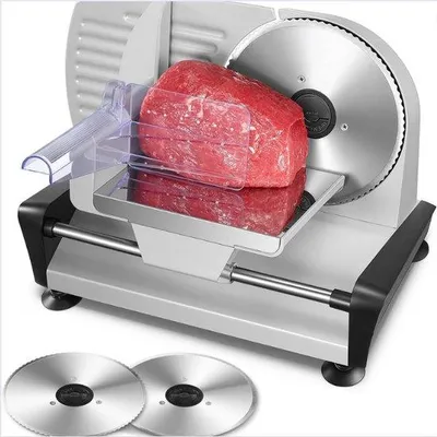 Immagine prodotto di Taglia-pasta per uso domestico - Taglia-pasta universale con 2 lame - Affettatrice per formaggio con motore da 200 W - Argento