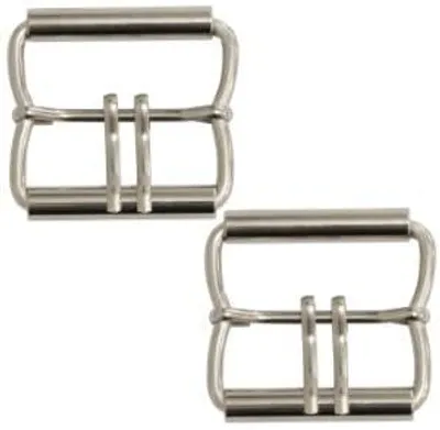 2er-Set Doppel-Dornschließen 45 mm, Metall, Silber