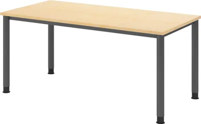 Produktbild von bümö Schreibtisch Serie-H - Nachbildung Ahorn, Größe:  160 x 80 cm, Gestell: Graphit