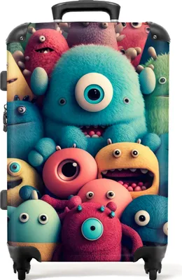 Obrázek produktu pro NoBoringSuitcases.com® Velký kufr - Dětský - Monster - Rainbow - Design - Dívky - Chlapci - Kombinovaný zámek TSA - Pevná skořepina na kolečkách - 72 litrů - Cestovní kufr - 66 cmKufr Medium 67x43x25 cm, 72L,