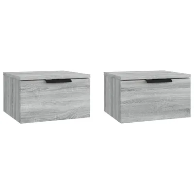 Produktbild von vidaXL Wand-Nachttische 2 Stk. Grau Sonoma 34x30x20 cm