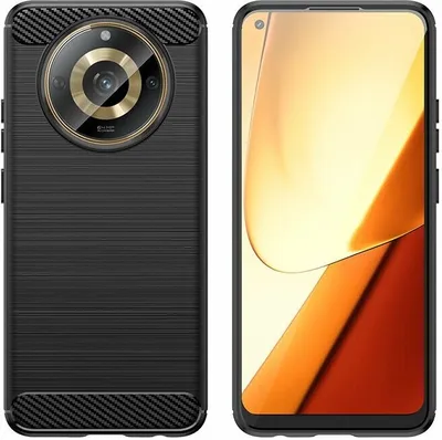 Produktbild von Carbon Case kompatibel mit Realme 11 Pro flexible Silikon-Carbon-Hülle schwarz