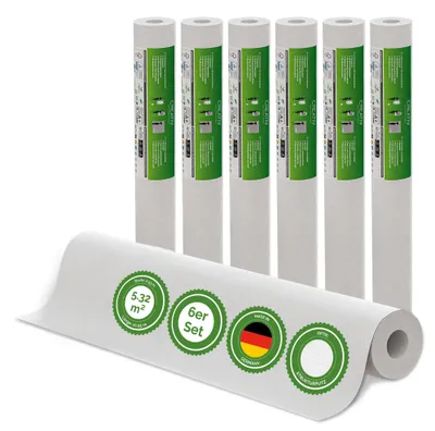 Produktbild von Vliestapete Raufasertapete Strukturtapete – Strukturputz 6er Set, 6 x 10,05 m x 0,53 m, überstreichbar, atmungsaktiv, Wandtapete Germany – Veluxis