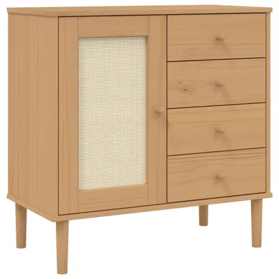 Obrázek produktu pro Příborník SENJA ratanový vzhled hnědý 80 x 40 x 80 cm borovice