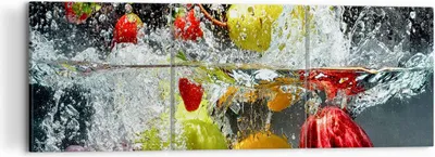 Produktbild von Bild auf Leinwand - Leinwandbild - Früchte Wasser Spritzer Essen - 120x40cm - Wand Bild - Wanddeko - Leinwanddruck - Bilder - Kunstdruck - Wanddekoration - Leinwand bilder - Wandkunst - CA120x40-2972
