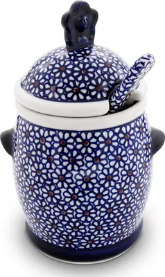 Produktbild von Original Bunzlauer Keramik 650 ml Honigtopf mit Honiglöffel 12,5 x 19,3 cm Design 120