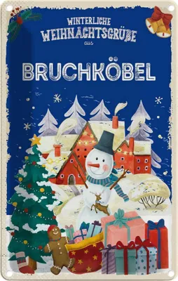 Produktbild von vianmo Blechschild 30x20 cm Weihnachtsgrüße BRUCHKÖBEL Weihnachten