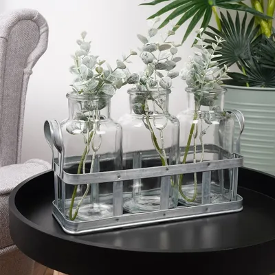 Produktbild von Vilde Blumenvase Glasvase Vase für Schnittblumen mit Ständer 3 Stk.