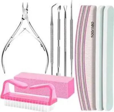 Produktbild von 12 Stück Maniküre Set Nagelfeilen Set Pediküre Set Nageltrimmen nagelfeile 100/180 Nagelhautschieber Polierblock mit Nagelzange Nagelhautschieber