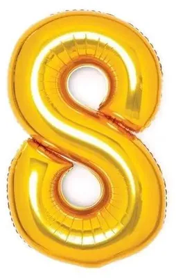 Image de Ballon en aluminium « 8 » doré, 49 x 66 cm - Amscan