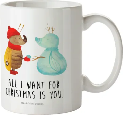 Produktbild von Mr. & Mrs. Panda Pott Nachtfalter Schneemann - Weiß - Geschenk, Mehrwegbecher, Weihnachten, Winter, Weihnachtsgruß, Trinklernbecher, Plastikbecher, Winterzeit, Haferl