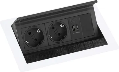 Produktbild von Evoline Flip Top Push S Einbausteckdose 2-fach mit USB A & USB C Charger, 230V - 3500W, weiß