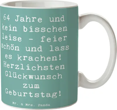 Produktbild von Mr. & Mrs. Panda Trinkbecher Spruch 64. Geburtstag - Meeresbrise - Geschenk, Kaffeebecher, Geburtstagsfreude, Becher, Pott, Tasse, Geburtstagsüberraschung, Happy Birthday