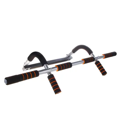 Produktbild von Springos Klimmzugstange für Türrahmen, 95 cm Länge, 30 cm Ausladung, 100 kg Tragkraft, Stahl, schwarz-orange, für Oberkörper- & Bauchtraining