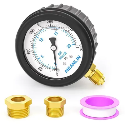 Produktbild von Flüssigkeitsgefülltes Manometer Edelstahl 0-20Bar/0-300Psi 1/4"BSP Untere Montage 2.5" Zifferblatt