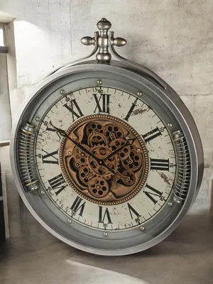 Produktbild von Formano XXL Wanduhr Antique 80x66cm Metallgehäuse Uhr mit beweglichen Zahnrädern