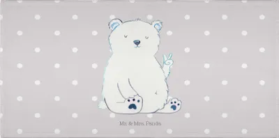 Produktbild von Mr. & Mrs. Panda Flauschtuch Eisbär Faul - Grau Pastell - Geschenk, 50x100 Handtuch, Nordpol, Baumwollhandtuch, Büro, Bär, Homeoffice, Teddy, kleines, gesichtshandtuch